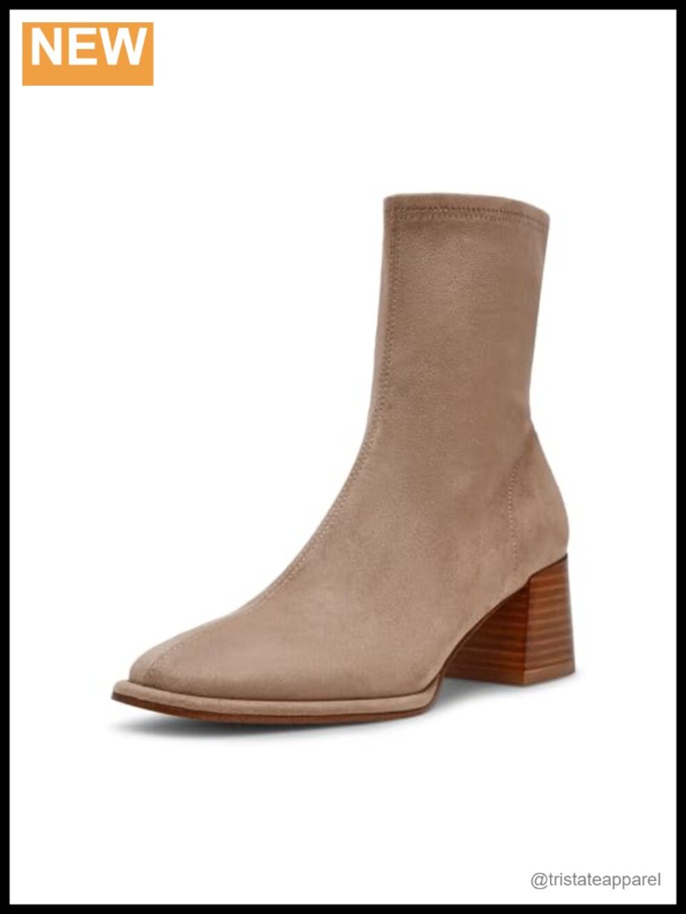 Vegan Leather Ankle Bootie with Block Heel, Zip Closure